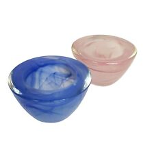 Partylite Indulgence Solitude Swirled Glass Tealight Candle Holders Pink Blue picture