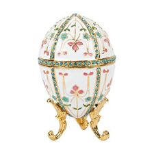 Hand Painted Enameled Faberge Egg Style Decorative Hinged Jewelry Trinket Box... picture