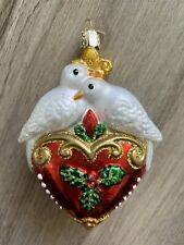 New Old World Christmas Two Turtle Doves Blown Glass Christmas Ornament picture