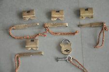 5 Pc Vintage Brass Handcrafted Different Unique Engraved Strip Padlocks picture