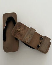 Vintage Traditional Japanese Geta Sandals Wood Shoes 10”L x4” W x 2”H picture
