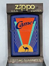 Vintage 1995 Camel Art Deco Royal Blue Zippo Lighter Rare NEW picture