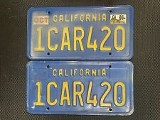 CALIFORNIA LICENSE PLATE PAIR BLUE 1CAR420 CAR 420 OCTOBER 1991 picture