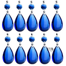 5PCS Blue Tear Drop Crystal Prisms Glass Lamp Chandelier Lighting Pendant 50mm-- picture