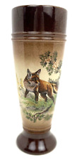 Vintage Thewalt West German Art Pottery Red Fox Pilsner Vase Cup Beer Mug Brown picture