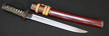 Antique Japanese Edo Period Tanto 短刀 Dagger Thick Sword Blade Mumei & Fine Tsuba picture