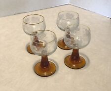 Set of 4 Vintage Amber Roemer Style French Wine Glasses picture