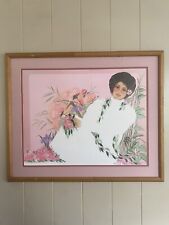 1989 Diana Hansen Young sitting resting hula dancer Framed 23in X 29.5in Print picture