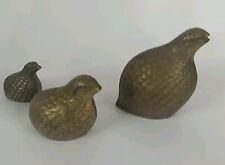 Vintage Brass Quail Birds Figurines SET of 3 picture