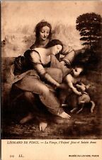 Vtg Leonard De Vinci The Virgin The Child & St Anne Louvre Museum Paris Postcard picture