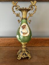 Antique Victorian Portrait Decorated Porcelain Urn with Gilt Metal Decoration picture