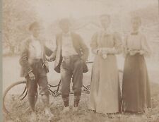 Tandem Bicycle Bike Men Women 1897 Antique Photo Jewett Sheppard Wilbur Colby  picture
