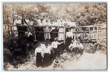 c1910's Men Women Children Standing On Bridge New Trenton IN RPPC Photo Postcard picture