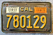 Vintage Black & Yellow 1969 1970 CA California Motorcycle License Plate | 780129 picture