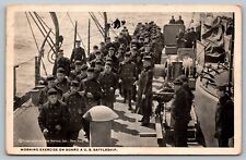Postcard Morning Exercise U.S. Battleship Sailors Running Military c 1911 Seamen picture