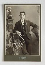 Antique Victorian Cabinet Card Photo Young Man Standing Chicago picture