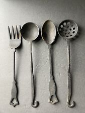 Vintage Hand Forged Cast Iron Kitchen Tools Set Of 4 Handcrafted Brutalist picture