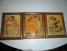 3 Piece Vtg  FRAMED TILE ART BY BESSIE PEASE GUTMANN Babies and Puppies picture