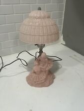 Vintage Antique Pink Satin Ladies Boudoir Glass Lamp 12” Victorian Nouveau picture