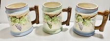 Lot of 3 Vintage Occupied Japan Mug with Grapes 1950s 4-3/8