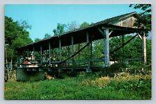 Inverted Bowstring Suspension Covered Bridge Germantown Ohio VINTAGE Postcard picture