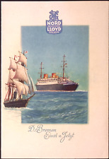 Jul 7 1933 Nord Deutscher Lloyd Bremen Cruise Ship Lunch Menu GERMAN-ENGLISH picture