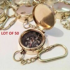 Set of 50 Unit Brass Pocket Compass With Key Chain Collectable Marine Compass picture