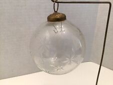 Kugel Etched Stars 4” Glass Antique Ornament Early 1900’s picture