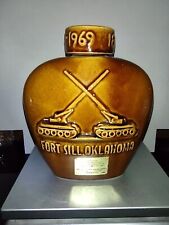 Vintage 1869-1969 JW Dant Ceramic Whiskey Decanter  Fort Sill Centennial, 7 1/8