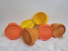 6 Vintage Tupperware Bowls with 5 Lids Yellow Orange - 1 LID MISSING  886-21 picture