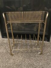 Vintage Mid Century Modern Record Holder Rack Stand LP's Metal Wire Wheeled picture