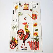 Vintage Parisian Prints Tea Towel Pure Linen Rooster Farmhouse Garden MCM NEW picture
