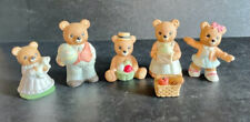 6 Vintage Porcelain Homco Spring Summer  Bears w/ Picnic Basket 3” Figurines picture