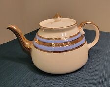 Vintage Gibsons Staffordshire England China Teapot W714 Ivory Blue Gold picture