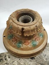 Antique Art Deco Metal Tin Ceiling light Floral Painted needs wired refurbished picture