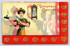 Postcard Halloween Greetings E.C. Banks Artist Signed picture