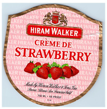 Vintage Hiram Walker Creme De Strawberry Paper Bottle Label Original S82E picture