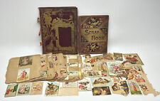 Victorian Antique Scrapbook Albums With Trade Advertisement Cards picture
