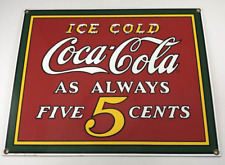VTG 1980's Ande Rooney Porcelain Metal Sign COCA-COLA ~ ICE COLD Coca-Cola picture