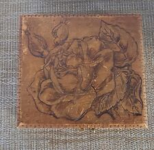 FLEMISH ART CO Pyrography Painted Art 688 Wooden Box ROSES Details Hinge Trinket picture