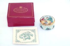 Halcyon Days Enamel Christmas 1980 Trinket Box w Papers Waiting for the Postman picture
