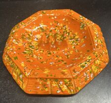 Vtg 1970's ARNEL’S Ceramic Ashtray-Octagonal Shape Orange Drip Glaze W Splatter picture