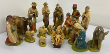 Vintage 1950’s Chalkware Nativity Set Manger Jesus Religion Christmas 18 Pieces picture