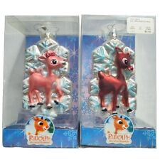 Vintage 2004 Rudolph & Clarice Handcrafted Glass Christmas Tree Ornament w/ Box picture