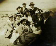 Group Of Well Dressed Men Women At Beach B&W Photograph 2.25 x 3.25 picture