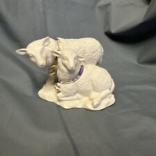 LENOX FIRST BLESSING NATIVITY PAIR OF SHEEP FIGURINE PURPLE 24k GOLD COLLAR picture