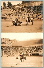 RPPC Cattle Roping Tacoma Stampede Rodeo WA Arcade Photo 15 UNP Postcard J1 picture
