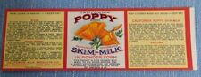 Vintage  California Poppy  Skim Milk Can Label.....Oakland, California picture