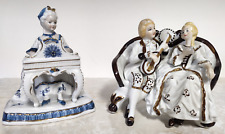KPM Victorian Lady Playing Piano Figurine 4348 and Victorian Couple on Love Seat picture