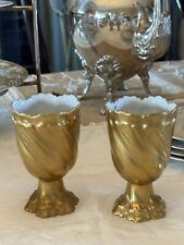 Pair Of Small Gold Limoges Vases Wm. GUERIN 4” FRANCE picture